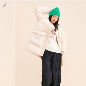 Sherpa Puffer Coat in Cream